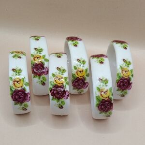 Vintage Royal Albert Old Country Roses Bone China Set Of 6 Napkin Rings